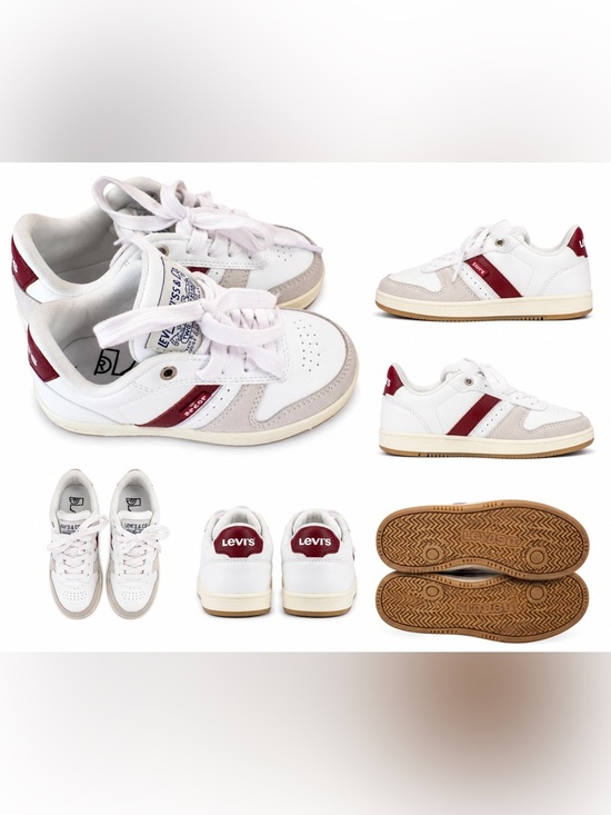 Levis Strauss Other - Levi’s Kids White & Burgundy Low Top Sneakers Size 11M